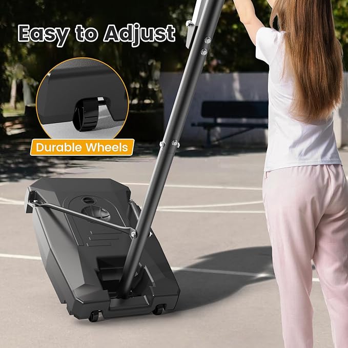 Basketball Hoop Outdoor, 8.5ft Height Adjustable Portable Hoops & Goals with HDPE Backboard and Wheels for Kids/Teens/Adults Backyard, Outdoor, Driveway-CubbioJoy