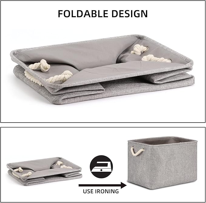 Bidtakay Grey Baskets [2-Pack] Shelf Baskets for Storage 16" X 11.8" X 11.8" Large Fabric Rectangular Decorative Storage Basket Organization Bins for Shelves Closet Home Organization(Grey)-CubbioJoy