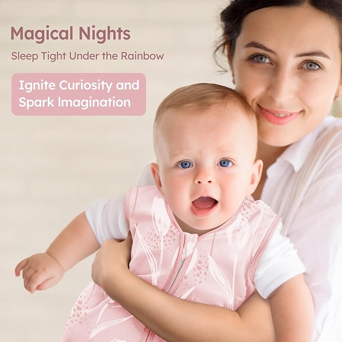 Baby Sleep Sack 12-18 Months 3 Pack 100% Cotton Lightweight 0.5 TOG Wearable Blanket Baby Sleep Bag with 2-Way Zipper for Newborn Infant Pink Flowers & Leaf-CubbioJoy