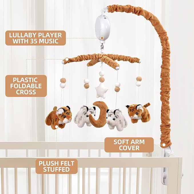Baby Crib Mobile- Tiger Crib Mobile for Boys Girls Essential Gift for Infant Bedroom Hanging Decor-CubbioJoy