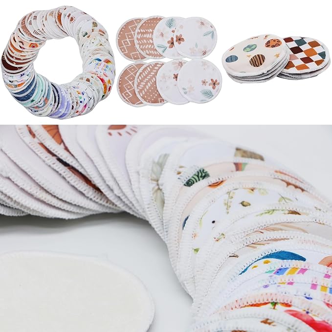 8 pcs(4 Pairs) Random Prints Breast Pads for Nursing Mothers, Reusable and Washable with 1 Bag(8 pcs randomprints with1 Bag)-CubbioJoy