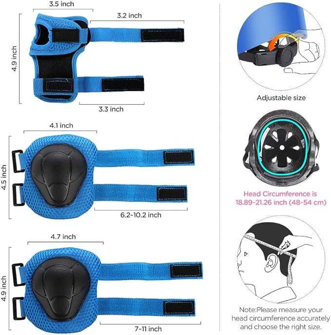 DaCool Kids Bike Helmet Set Skateboard Knee Pads - Kids Helmet Elbow Pads Wrist Guards Adjustable for 3~10yrs Girl Boy Kids Protective Gear Set for Sport Cycling Bike Roller Skating Scooter-CubbioJoy