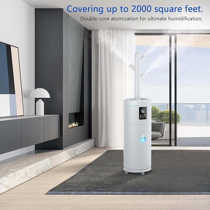 17L/4.5Gal Ultra Large Humidifiers for Bedroom 2000 sq ft, Quiet Humidifiers for Large Room, Tower Humidifier with 4 Mist Mode & Extension Tube for Home School Office Commercial Greenhouse Plants-CubbioJoy