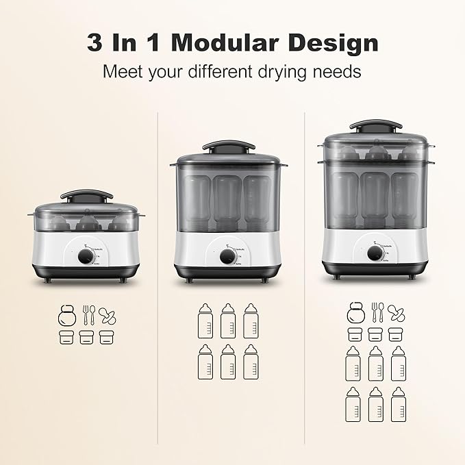 Baby Bottle Steamer, 3-in-1 Bottle Steamer and Dryer, Easy One-Dial Control Electric Steam Bottle Dryer for Baby Bottles, Baby Stuffs & Breast Pump Accessories-CubbioJoy