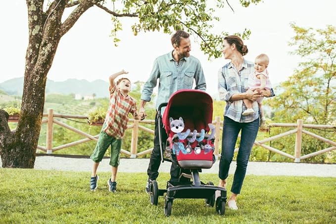 Car Seat Toys, Baby Plush Spiral Hanging Toys for Stroller Crib Bar Bassinet Car Seat Mobile with Musical Owl BB Squeaker Elephant- Gray Fox-CubbioJoy