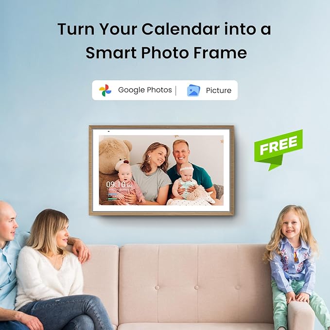 ApoloSign 15.6-inch Digital Calendar: Dual Mode Calendar with Google Play & Multi-calendar Sync, Electronic Planner & Chore Chart, Smart Touchscreen, Interactive Display for Family Schedules (Teak, 15.6")-CubbioJoy