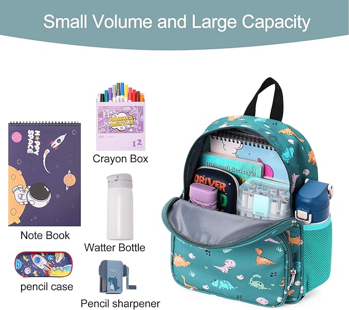 CLUCI Kids Backpack for Boys Girls Toddler Backpack for Preschool Kindergarten Child Cute Daycare Bookbag Travel Green Dinosaur-CubbioJoy