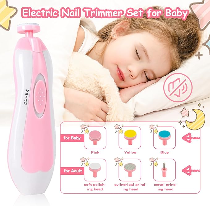 28 in 1 Baby Healthcare and Grooming Kit, Infant Baby Nursery Kit Electric Nail Trimmer Set with Gas Colic Passer Nasal Aspirator Nail Clipper Hair Brush Comb for Newborn Girls Boys (Pink)-CubbioJoy