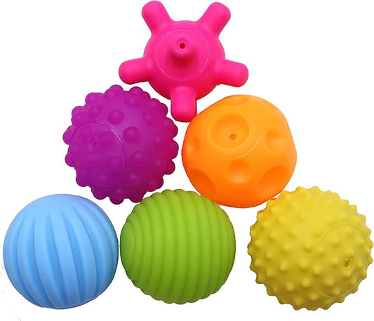 6 Pack Sensory Balls for Kids, Soft & Textured Massage Balls Set Develops Kid's Tactile Senses-CubbioJoy