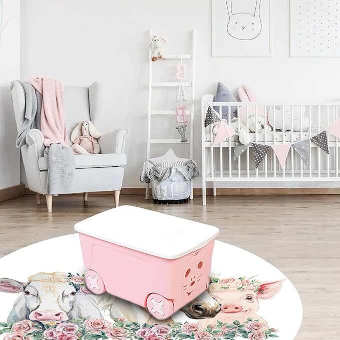 Custom Nursery Crib Bedding Set: Personalized Name 4 Piece Flower Horse Design Baby Crib Sets for Girls - Toddler Double Layer Blanket Set, Comfortable Crib Bed Sheets for Baby Toddlers-CubbioJoy