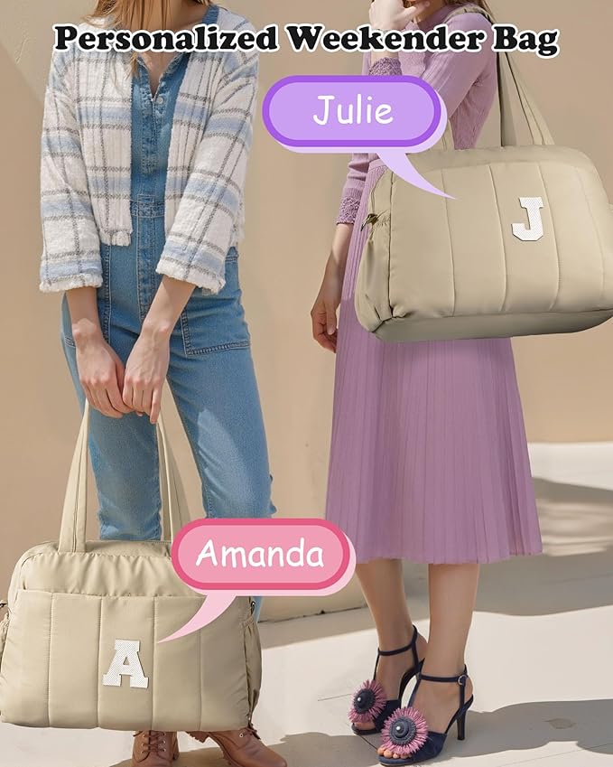 Birthday Gifts for Women-Monogram Duffle Bag, Weekender Bags for Women，Overnight Bag with Wet Pocket，Lightweight Travel Bags Personalized Gym Tote with Makeup Pouch-CubbioJoy