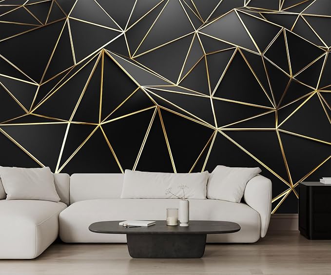 Black Geometric 3D Mural Wallpaper for Bedroom Living Room TV Background Home Decorations(Not Self-Adhesive)-CubbioJoy