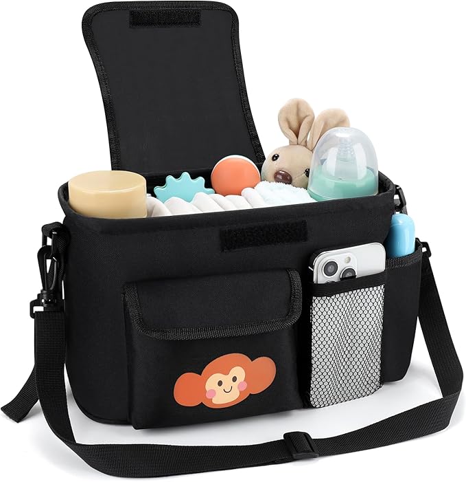 Accmor Universal Stroller Organizer with Cup Holder and Shoulder Strap, Stroller Bag Caddy Organizer Stroller Accessories for Uppababy, Baby Jogger, Nuna, Doona, Britax Strollers-CubbioJoy