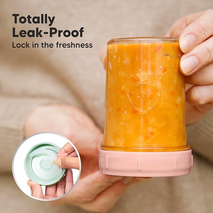 KeaBabies 4pk 8oz & 4pk 4oz Glass Baby Food Containers with Lids - Leak-Proof,Microwavable Small Glass Jars,Baby Purees & Toddler Snack Storage Containers,BPA-Free,Dishwasher & Freezer Safe(Musk Dusk)-CubbioJoy
