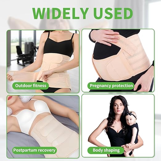 2 in 1 Postpartum Belly Band Wrap Beige, C-Section Support Belt Large, Post Partum Support Recovery Waist/Pelvis Belt, Hysterectomy Belly Band Binder Girdle Stomach-CubbioJoy