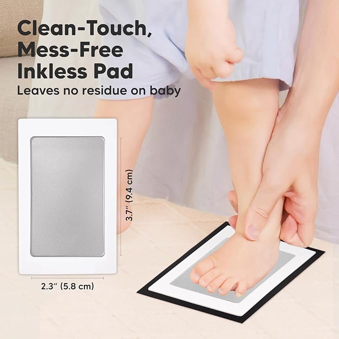 2-Pack Inkless Baby Hand and Footprint Kit - Mess Free Ink Pad for Newborn Keepsake, Dog Nose & Paw Print Kit, Clean Touch Ink Pad for Baby Hand & Footprints, Ideal New Mom Gifts (Silver)-CubbioJoy