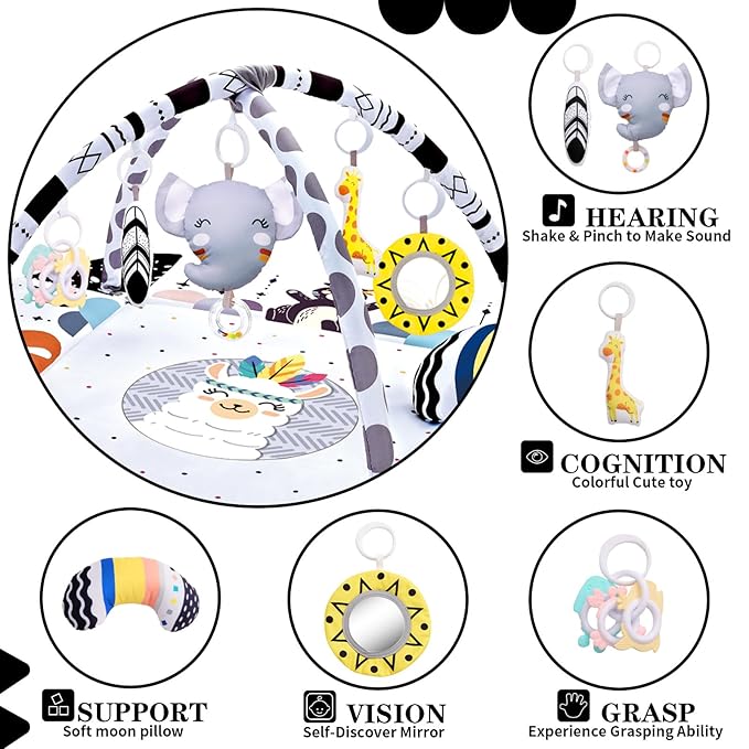 Baby Gym Play Mat, 8-in-1 Tummy Time Mat & Activity Gym, Washable Ball Pit, Infant Play Mat with Detachable Toys for Sensory Exploration and Motor Skill Development-CubbioJoy