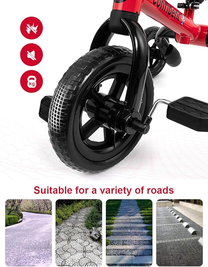 Ancaixin 3 in 1 Toddler Tricycles for 2-5 Years Old Boys and Girls with Detachable Pedal and Bell | Foldable Baby Balance Bike Riding Toys for Kids | Infant Birthday New Year Red-CubbioJoy