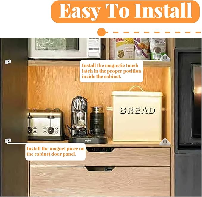 2 Pack Cabinet Magnetic Touch Latch, Push to Open Catches Magnet Push Release Latches Hardware for Kitchen Cabinet Drawer Cupboard Closet Door (White)-CubbioJoy