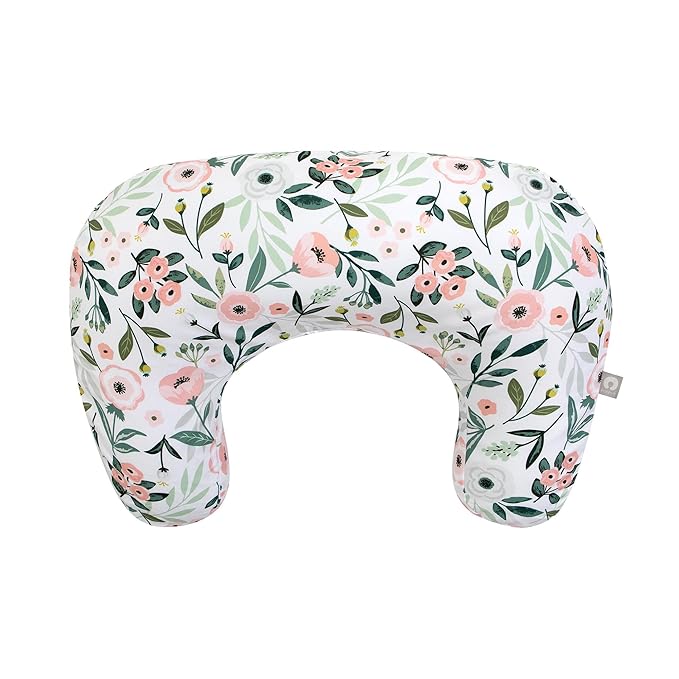 Boppy Nursing Pillow - Ergonomic Bottle & Breastfeeding Pillow with High, Firm, Large Area, Water-Repellent Cushion with Washable Cover; Baby Safety Alliance Verified - Pink Garden Flowers-CubbioJoy