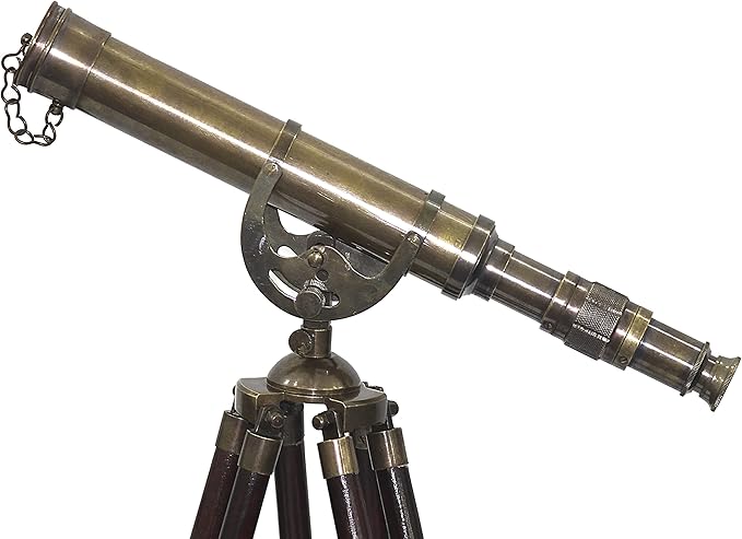 Decorative Brass Harbor Master Spyglass Telescope on Tripod – Vintage Maritime Nautical Scope for Table Office Home Decor & Collectible Navigation Gift-CubbioJoy