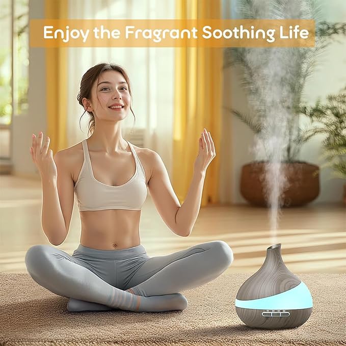 500ML Essential Oil Diffuser: Aroma Diffuser with Remote Control for Hotel Spa Yoga Room - Humidifiers for Bedroom with 14 Colors LED Night Light for Kids/Women Home Relaxation-CubbioJoy