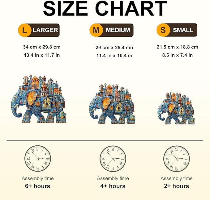 Jigfoxy Wooden Puzzles for Adults, Elephant House Wood Puzzles Adult, Unique Animal Shape Wooden Jigsaw Puzzles for Adults, Birthday Gifts for Puzzle Lovers, Family, Friend (S-8.5 * 7.4in-100pcs)-CubbioJoy