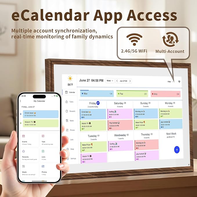 15.6 Inch Digital Calendar Chore Chart with Touchscreen - Full HD Interactive Display, Wall & Desk Mountable Family Planner, To-Do List & Meal Planner, Ideal for Home Organization & 2025 Scheduling-CubbioJoy
