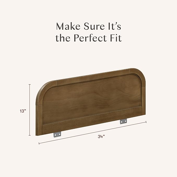 Babyletto Twin/Full Size Guardrail - GREENGUARD Gold Certified Bed Rail for Toddlers - Removable Wooden Baby Bedside Railing Guard for Child Safety & Sleep - Kids/Toddler Bed Rails/Side Guards, Walnut-CubbioJoy