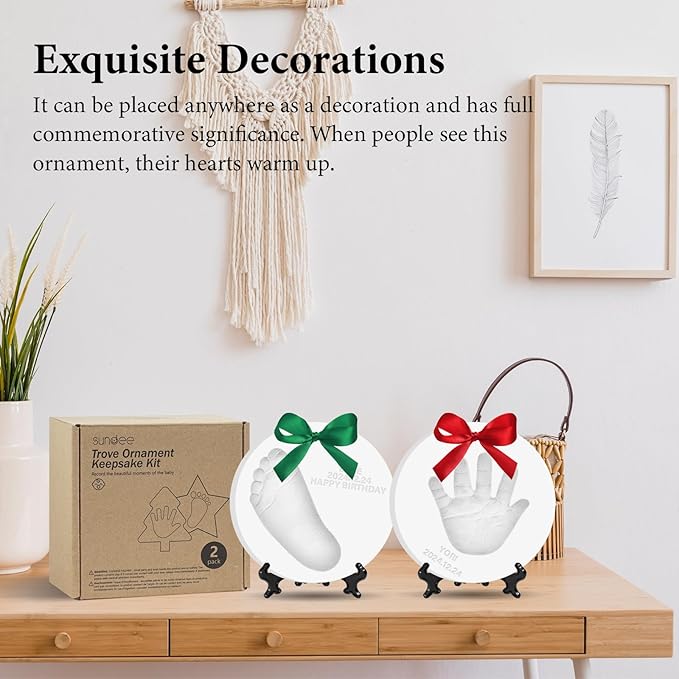 Baby Handprint Footprint Keepsake Ornament Kit, Personalized Baby Foot Printing Kit for Newborn Clay Impression Handmade DIY Imagination to Create-CubbioJoy