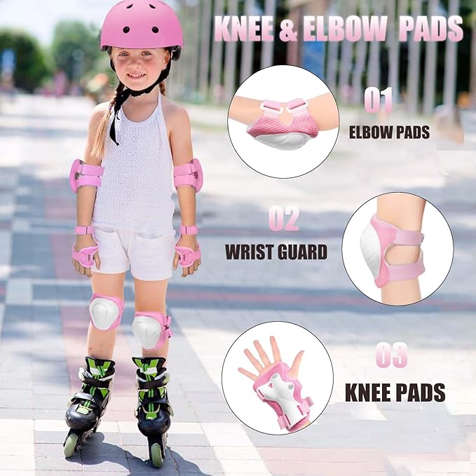 Kids Bike Helmet Set Adjustable Helmet for Ages 3-15 Kids Toddler Boys Girls Youth, Multi-Sport Bicycle Skateboarding Football Rollerskating Scooter Rollerblade Balance Bike Helmets-CubbioJoy