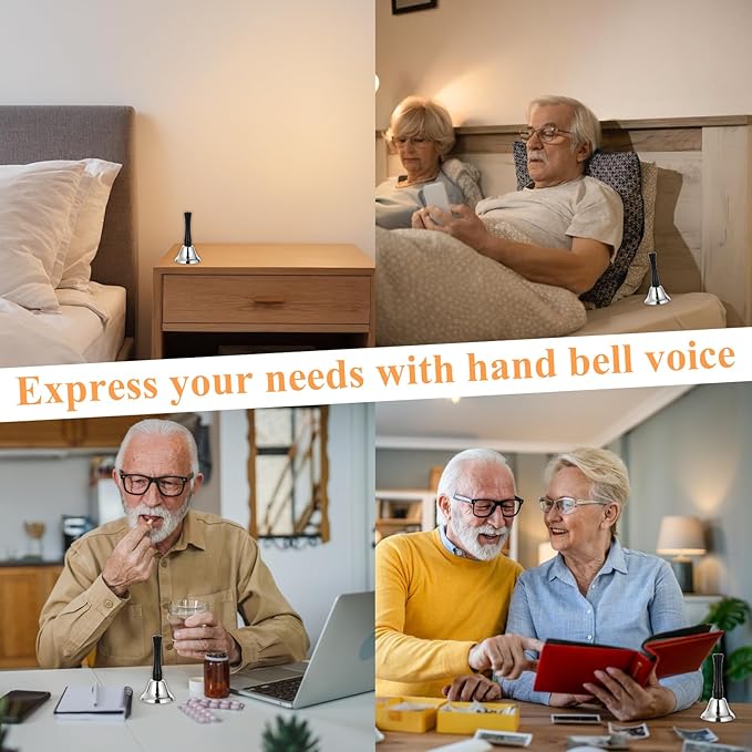 CYEAH 12 Pack Hand Bell, Silver Steel Service Bell Call Bell Dinner Bell for Wedding, Service, Game, Alarm, Jingles (Silver)-CubbioJoy