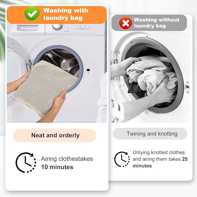 6-Piece Bag, Durable Cotton Mesh Laundry Bag, Sturdy Zipper, Breathable Mesh, Exquisite Laundry Bag for Underwear, Clothes, Pants, Shoes and Socks-CubbioJoy