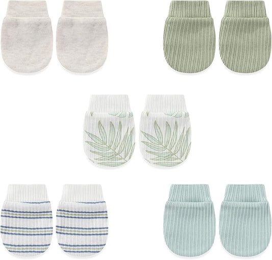 5 Pairs Baby Not Scratch Mittens 0-6 Months New Born Boy Girl Gloves Cute Infant Accessories-CubbioJoy