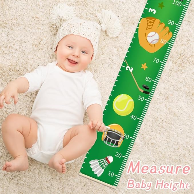 Baby Height Growth Chart - Canvas Height Chart for Kids Baby Child Toddler Boys Girls Growth Chart for Wall Room Nursery Decor Hangable and Removable Measuring Wall Ruler (Tower, Beige Wood)-CubbioJoy