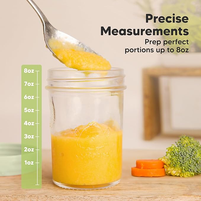 KeaBabies 4pk 8oz Glass Baby Food Containers with Lids - Leak-Proof, Microwavable Small Glass Jars, Baby Purees & Toddler Snack Storage Containers, BPA-Free, Dishwasher & Freezer Safe (Sage)-CubbioJoy