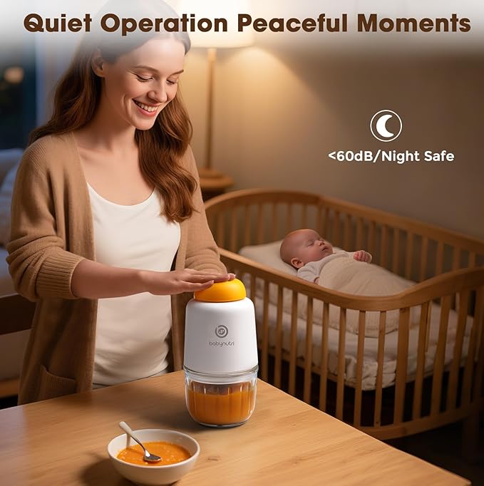 Baby Food Processor – Puree Blender with Glass Bowl, Stainless Steel Blades, BPA-Free, One-Touch Control, Easy to Clean, Quiet Operation, Ideal for New Parents, 10oz-CubbioJoy