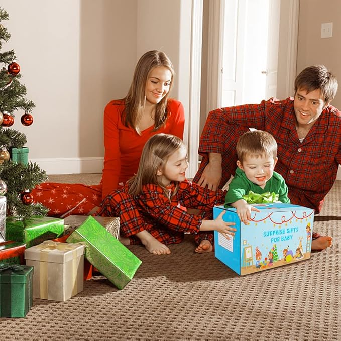 Baby Gifts Set,Infant Toys Set with Tummy Time Mirror,Plush Teethers,High Contrast Baby Books,Rattle,Tissue Box Toy,Sensory Ball for Boys Girls,Perfect Sensory Toys Gifts Basket for Shower Birthday-CubbioJoy