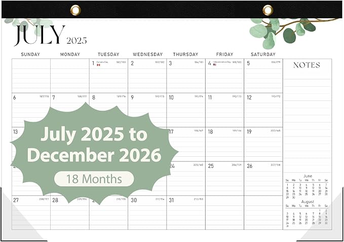 Desk Calendar 2025-2026, 18 Months (July 2025 to December 2026) - Large Size 17" x 12" Desktop/Wall Monthly Calendar with To Do List, Personal Desk Calendar Planner for Home, School, Office - Leaf-CubbioJoy