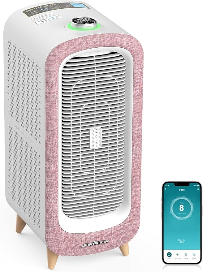 Jafända Large Room Air Purifier for Home up to 2105ft², Quiet Air Cleaner for Bedroom, 4×Ture Activated Carbon Air Filter Removes Pet Dander/Hair/Odor Allergies Dust Smoke Pollen-CubbioJoy