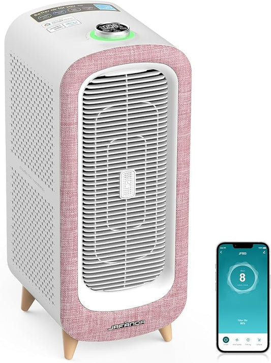 Jafända Large Room Air Purifier for Home up to 2105ft², Quiet Air Cleaner for Bedroom, 4×Ture Activated Carbon Air Filter Removes Pet Dander/Hair/Odor Allergies Dust Smoke Pollen-CubbioJoy