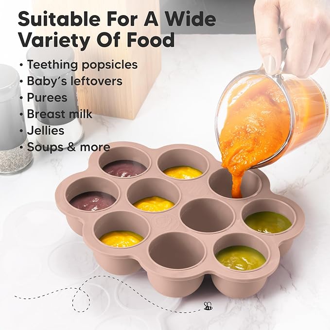 KeaBabies Silicone Food Freezer Trays with Lid, 2oz x 10 Pods Baby Food Storage Containers, Easy Puree Meal Prep, Breast Milk Silicone Freezer Molds, Dishwasher,Microwave Safe,BPA-Free Tray(Dusk)-CubbioJoy