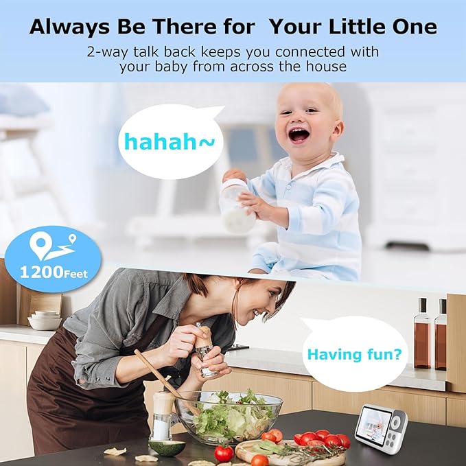 5'' Video Baby Monitor with Camera and Audio,36-Hrs Battery Life,HD Camera Remote Pan Tilt 3X Zoom,Long Range Baby Monitor No WiFi,Night Vision,Portable,2-Way Talk,VOX-Saving Power IPS Screen-CubbioJoy