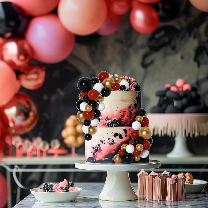 75 Pieces Cake Balls Topper Decorations Foam Cupcake Topper Mini Balloon Cake Topper Picks for Deco Birthday Party Wedding（Black, Red, Gold, White）-CubbioJoy