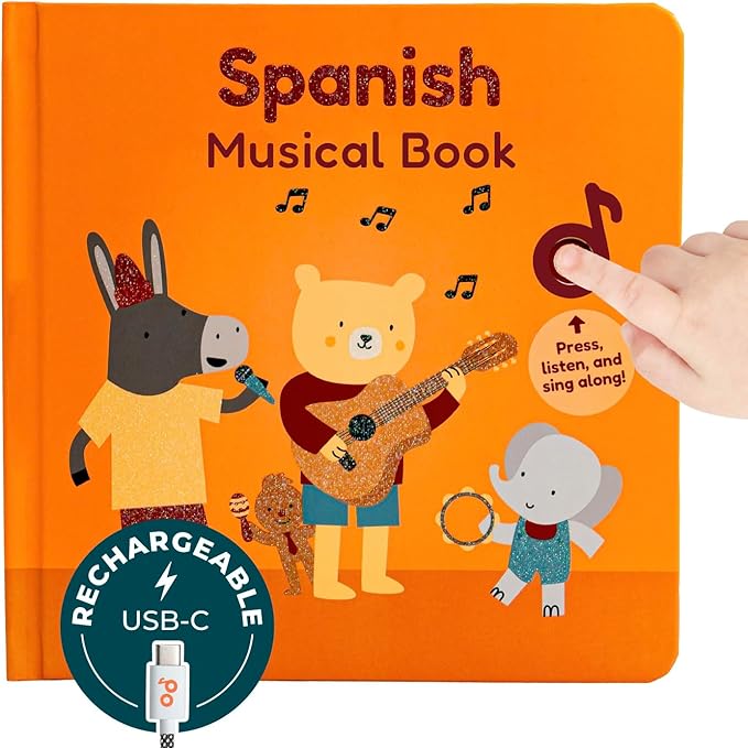 Cali's Books Spanish Book for Toddlers 1-3 - Musical Books for Kids, Interactive Baby Sound Book, Educational Song Learning Toys, Bilingual Music Toy for Babies, Libros para ninos en Espanol-CubbioJoy