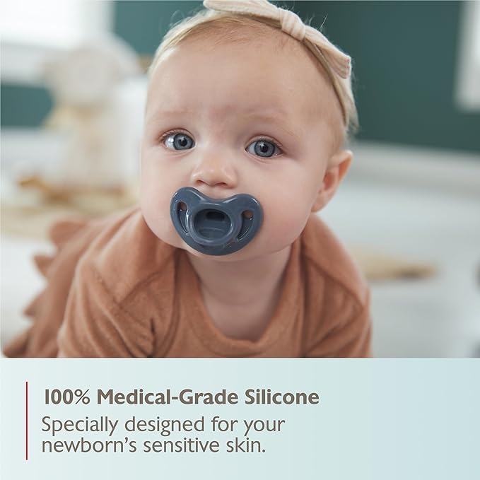 NUK 100% Silicone Comfy Orthodontic Pacifiers, 0-6 Months, Blue Fashion, Timeless Collection, 5 Count-CubbioJoy