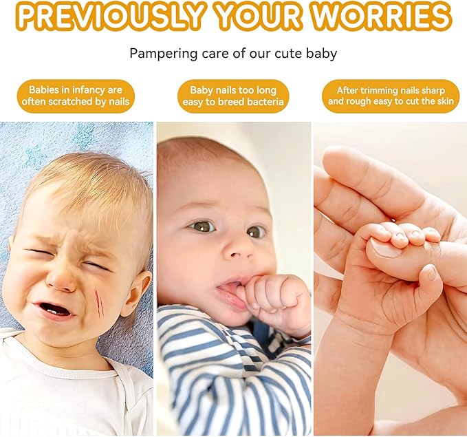 Baby Nail Trimmer Electric, 6 in 1 Baby Nail File Clippers Infant Grooming Kit Manicure Set for Toddler or Adults, Yellow-CubbioJoy