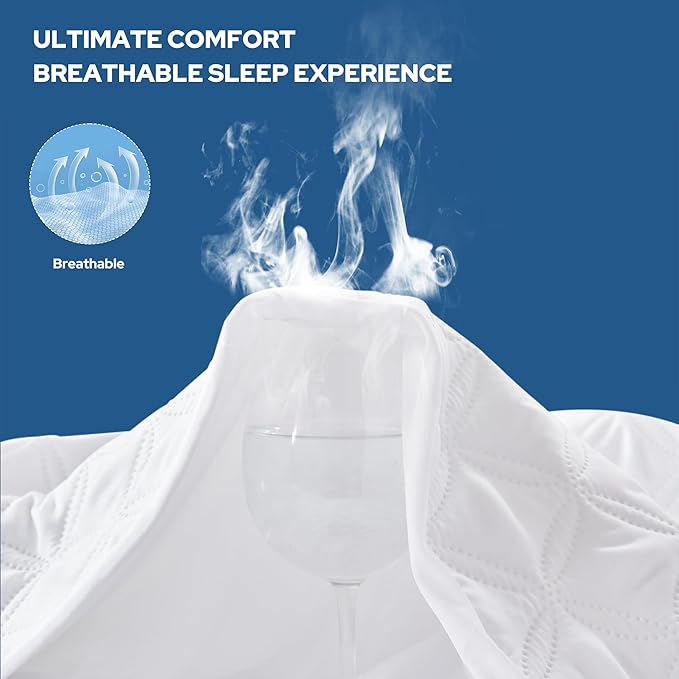 BEDLORE 2 Pack Waterproof Mattress Protector, King Size Mattress Pad with Deep Pocket Fitted Up to 6-18 inches, Soft Noiseless Single Bed Mattress Cover for Bedroom, Dorm Room (White)-CubbioJoy
