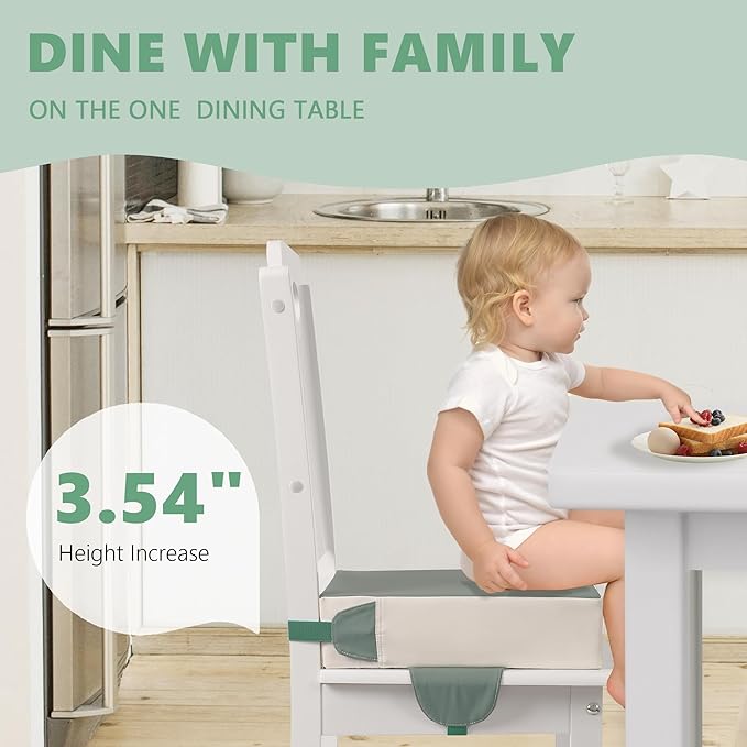 Booster Seat for Kitchen Chair with Adjustable Straps, Toddler Booster Seats for Dining Table Portable for Travel Camping Eating, Booster Cushion for Table for Baby Child Infant Kid Boy Girl-CubbioJoy