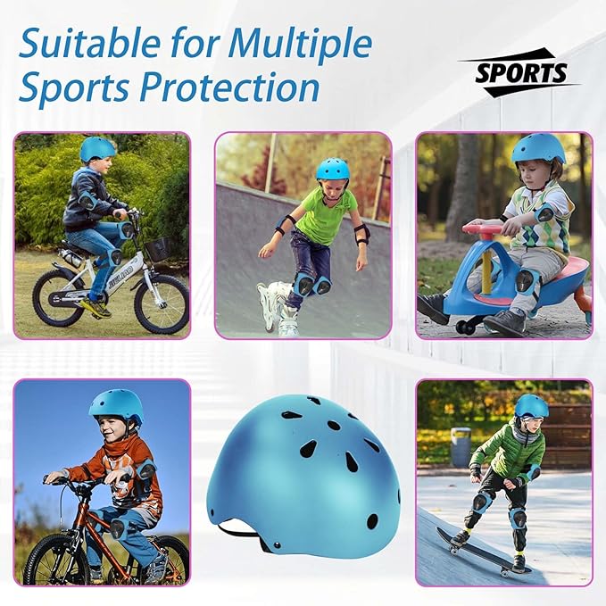 Kids Bike Helmet Set Adjustable Helmet for Ages 3-15 Kids Toddler Boys Girls Youth, Multi-Sport Bicycle Skateboarding Football Rollerskating Scooter Rollerblade Balance Bike Helmets-CubbioJoy